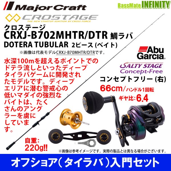 大切な 【オフショア(タイラバ)入門セット】●メジャークラフト クロステージ CRXJ-B702MHTR/DTR+Abu ソルティーステージ コンセプトフリー右, Interieur Deco 5e89698a