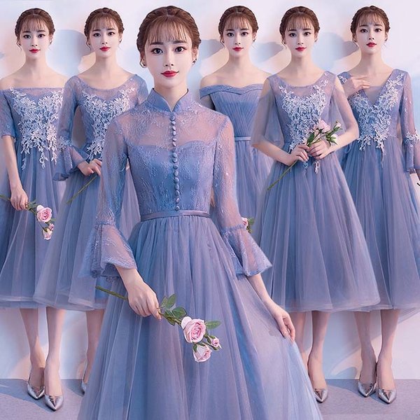 ブライズメイド ドレス ミモレ丈 ブルー 6タイプ 二次会 花嫁 ワンピース 結婚式 披露宴 大人 可愛い エレガント チュール ドレス 大人の通販はau Wowma ワウマ Mypacestyle 商品ロットナンバー