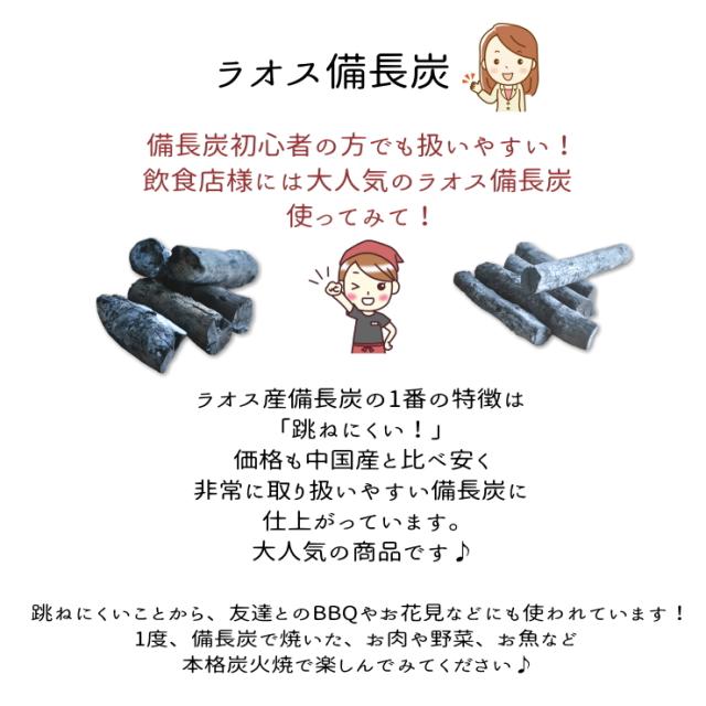 10%OFF ラオス 飲食店 焼鳥 炉端 BBQ キの通販はau PAY マーケット - 炭や匠 au PAY マーケット店|商品ロット 備長炭 15kg×2箱 30kg Mサイズ 切小丸 直径1.5cm〜2.5cm 長さ11cm〜19cm 防災用 飲食店 炭火焼 業務用 最安値格安