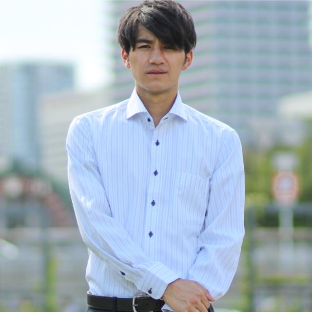 ワイシャツ 長袖 メンズ 長袖ワイシャツ Yシャツ ストライプ ブラック