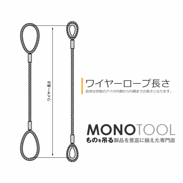 日本製特価 玉掛けワイヤーロープ JISワイヤーロープの通販はau PAY マーケット - MONOTOOL（モノツール）｜商品ロットナンバー：389371414 2本組 両シンブル 黒(O/O) 20mmx1.5m 20%OFF