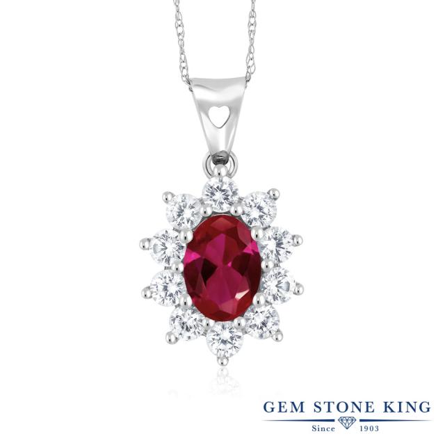 22福袋 ネックレス 合成 ルビー ネックレス レディース 10金 ホワイトゴールド 7月 誕生石 オーバル フラワー 花 ヘイロー ブランド Www Idealsets Com