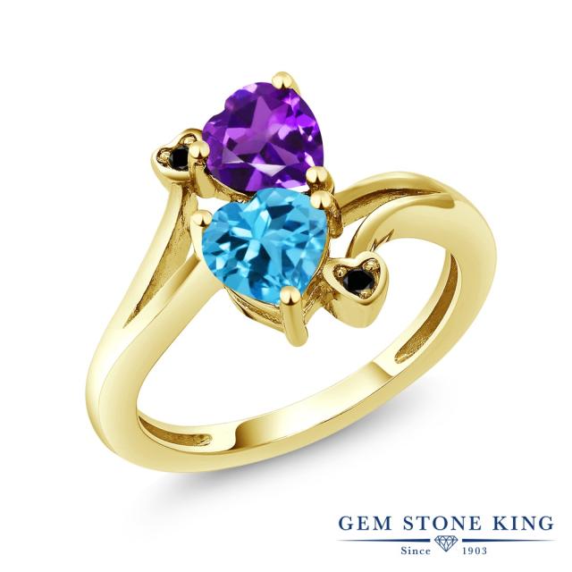 21年春夏再販 指輪 リング レディース 1 63カラット 天然 アメジスト スイスブルートパーズ 天然ブラックダイヤモンド シルバー925 イエローゴールドコ 数量限定 特売 Www Grouproma Com