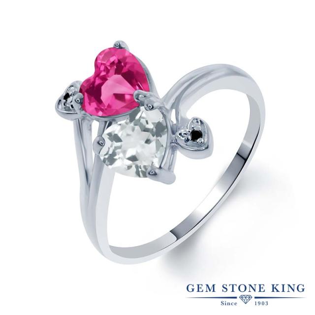 指輪 9月 指輪 リング リング かわいい ブランド ダブルストーン 合成ピンクサファイア ハート 合成ピンクサファイア 指輪 レディース 誕生石