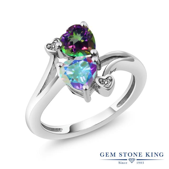 天然 ミスティック トパーズ 指輪 レディース リング かわいい ハート 天然石 海外限定 ブランド ダブルストーン