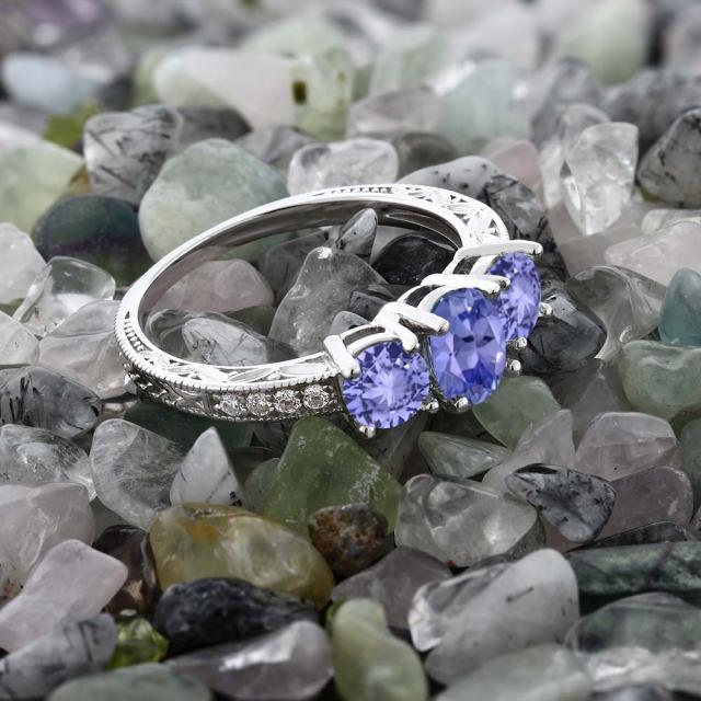 流行に 指輪 リング レディース 1 79カラット 天然石 タンザナイト シルバー925 3連 リーフ 細工 派手 スリーストーン 12月 誕生石 金属アレルギ 柔らかい Olsonesq Com