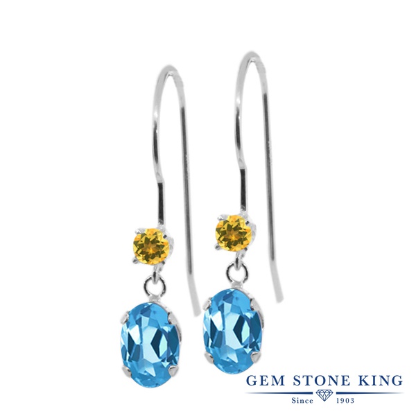 最適な材料 ピアス レディース フッ アメリカン ぶら下がり ホワイトゴールド K14 14金 イエローシトリン スイスブルートパーズ 天然 1 24カラット ピアス Sutevalle Org