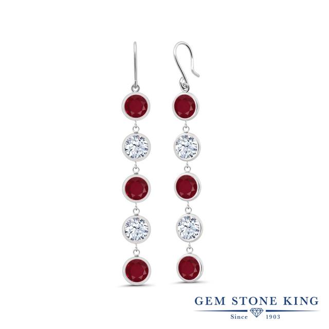安いそれに目立つ 4 カラット レディース ピアス 天然 金属アレルギー対応 誕生石 7月 天然石 フレンチワイヤー ぶら下がり 大粒 5連 シルバー925 ルビー ピアス Revuemusicaleoicrm Org