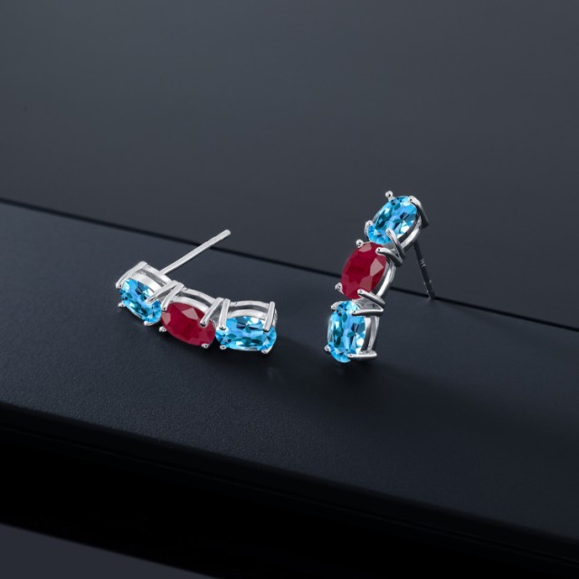 NEW新品 ピアス レディース 3.2カラット 天然 スイスブルートパーズ ルビー 10金 ホワイトゴールド(K10) 3連 トリロジー 小粒 ぶら下がり 華奢 細の通販はau PAY マーケット - Gem Stone King ジュエリー専門店 即納人気