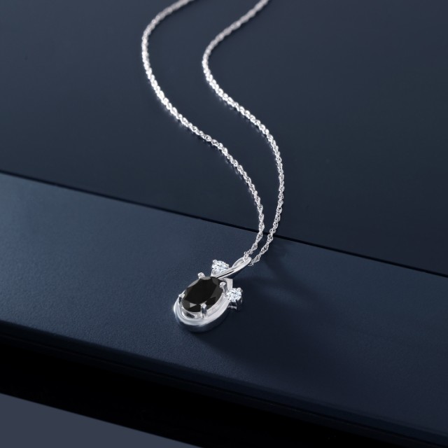 SALE ネックレス 雫 しずの通販はau PAY マーケット - Gem Stone King ジュエリー専門店 レディース 1.15カラット 天然 ブラックサファイア ペンダント 合成ホワイトサファイア 14金 ホワイトゴールド(K14) 人気特価