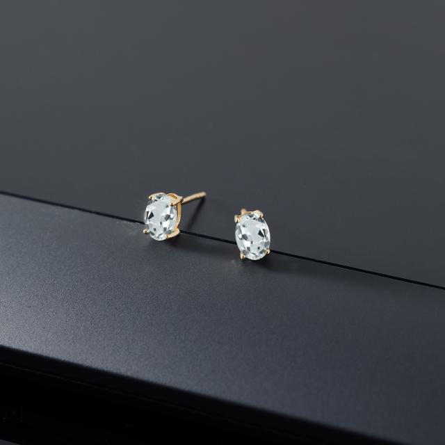格安 ピアス 天然石 3月 誕生石 金属アの通販はau PAY マーケット - Gem Stone King ジュエリー専門店 レディース 0.86カラット 天然 アクアマリン 14金 イエローゴールド(K14) 一粒 小粒 シンプル スタッド 低価限定品