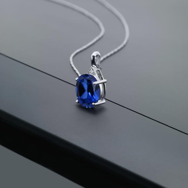 得価通販 ネックレス レディース 6.15カラット 合成サファイア ペンダント 天然 ダイヤモンド 14金 ホワイトゴールド(K14) 大粒 プレゼント 女性 の通販はau PAY マーケット - Gem Stone King ジュエリー専門店 新作