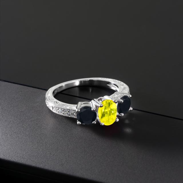 在庫あ好評 指輪 リーフ 細工 派手 スリーの通販はau PAY マーケット - Gem Stone King ジュエリー専門店 リング レディース 1.84カラット 天然石 ミスティックトパーズ (イエロー) 天然 オニキス シルバー925 3連 SALEお買い得