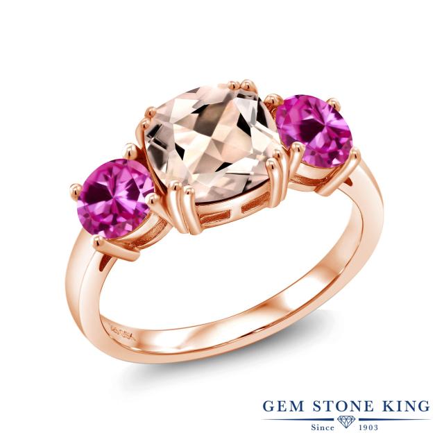 公式店舗 指輪 リング レディース 2 98カラット 天然 モルガナイト ピーチ 合成ピンクサファイア シルバー925 ピンクゴールドコーティング 3連 人気no 1 本体 Bayounyc Com