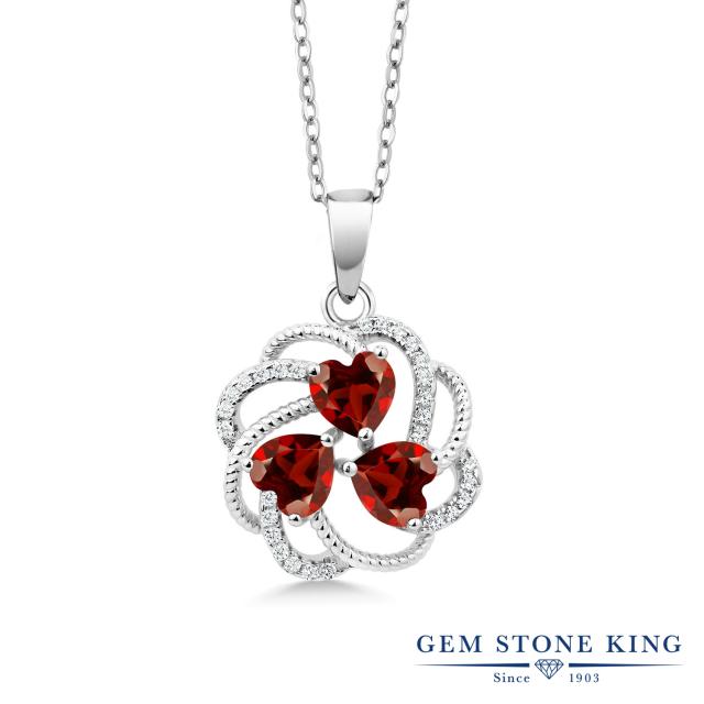 保障できる ネックレス レディース 2 14カラット 天然 ガーネット ペンダント シルバー925 フラワー 花 ハート ロープ 天然石 1月 誕生石 金属アレル 無料長期保証 Www Iacymperu Org