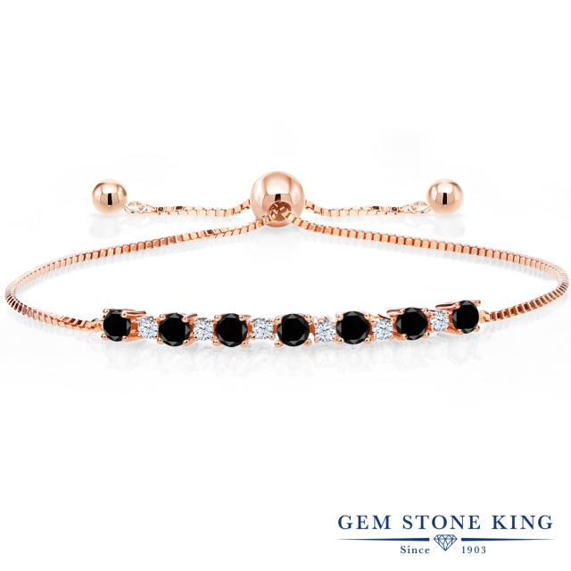 販売実績no 1 ブレスレット レディース 0 カラット 天然ブラックダイヤモンド シルバー925 合成ホワイトサファイア ピンクゴールドコー