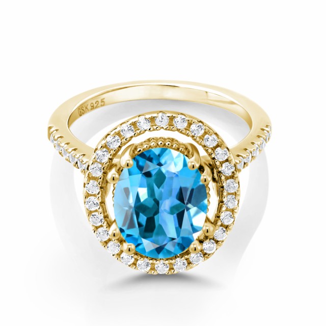 得価高品質 指輪 イエローゴールドコーティング オの通販はau PAY マーケット - Gem Stone King ジュエリー専門 リング レディース 4.5カラット 天然 スイスブルートパーズ 合成ホワイトサファイア シルバー925 格安送料無料
