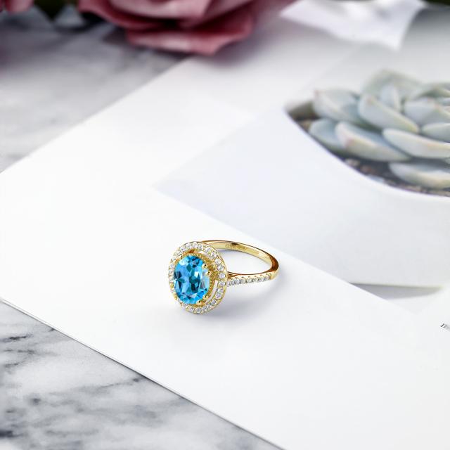 得価高品質 指輪 イエローゴールドコーティング オの通販はau PAY マーケット - Gem Stone King ジュエリー専門 リング レディース 4.5カラット 天然 スイスブルートパーズ 合成ホワイトサファイア シルバー925 格安送料無料