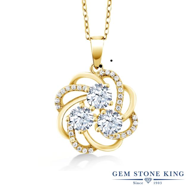 再再販 ネックレス レディース 2 57カラット ジルコニア ペンダント シルバー925 イエローゴールドコーティング フラワー 花 Cz 金属アレルギー 激安特価 Carlavista Com