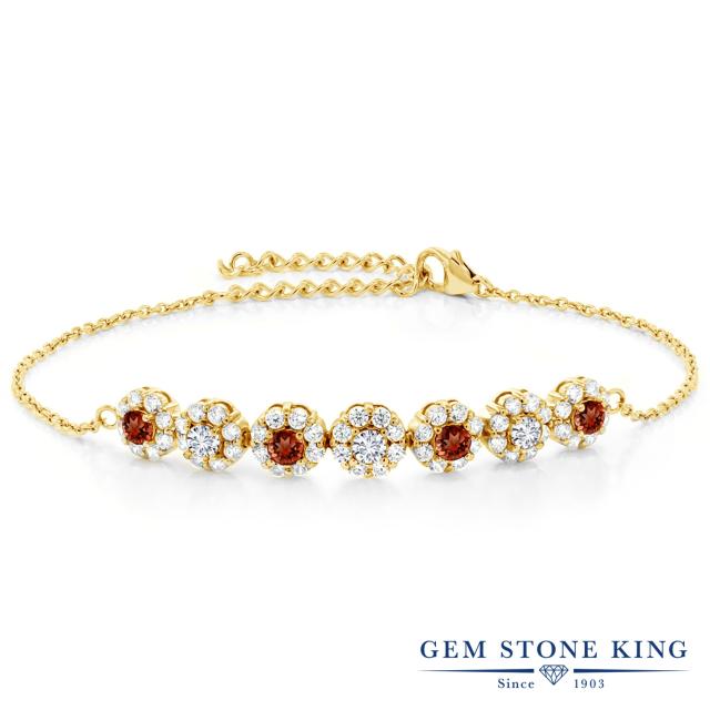 激安超安値 ブレスレット レディース 1 31カラット 天然 ガーネット 1 31カラット 合成ダイヤモンド 天然 シルバー925 イエローゴールドコーティング ネットau フラワー 花 小粒 きりやま商店 5eb565c7 Onemotors Es