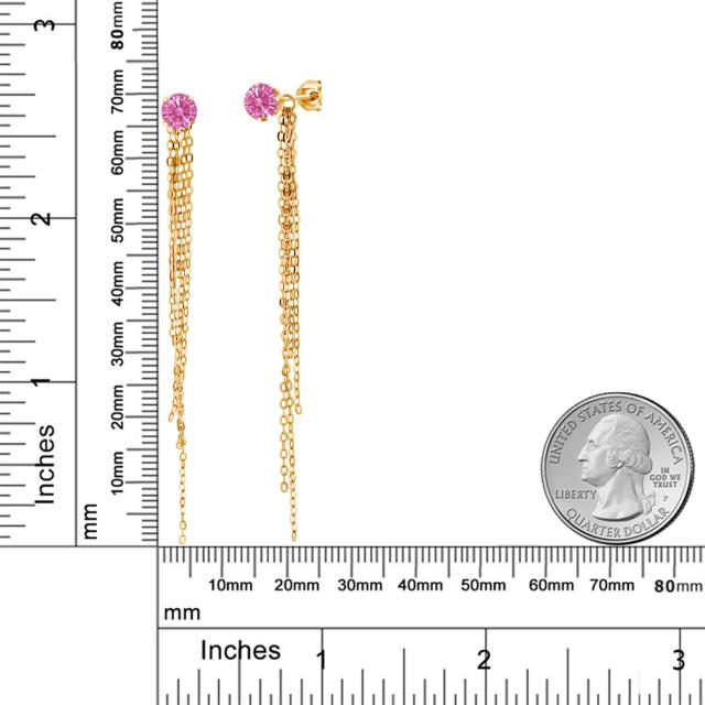 毎回完売 ピアス レディース スワロフスキージルコニア ピンク シルバー925 イエローゴールドコーティング チェーン 一粒 Cz 小粒 かっこいい ロ 最安値 Carlavista Com