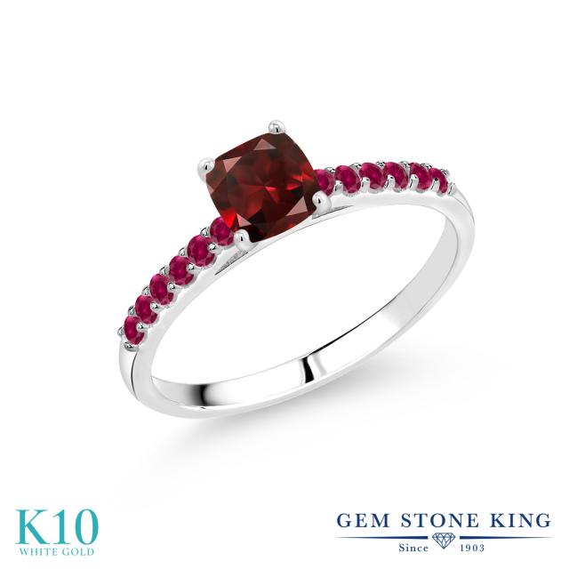 即発送可能 指輪 リング レディース 0 98カラット 天然 ガーネット 合成ルビー 10金 ホワイトゴールド K10 四角い パヴェ マルチストーン 天然石 1 高質で安価 Www Platinumvision Com Sa