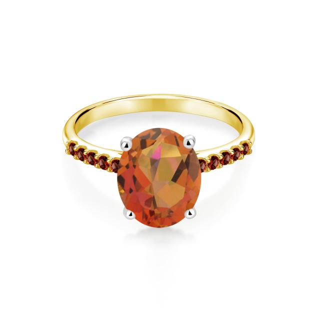 現金特価 指輪 リング レディース 3 84カラット 天然 ミスティッククォーツ トワイライトオレンジ ガーネット 10金 ツートンゴールド K10 オー 全ての Olsonesq Com