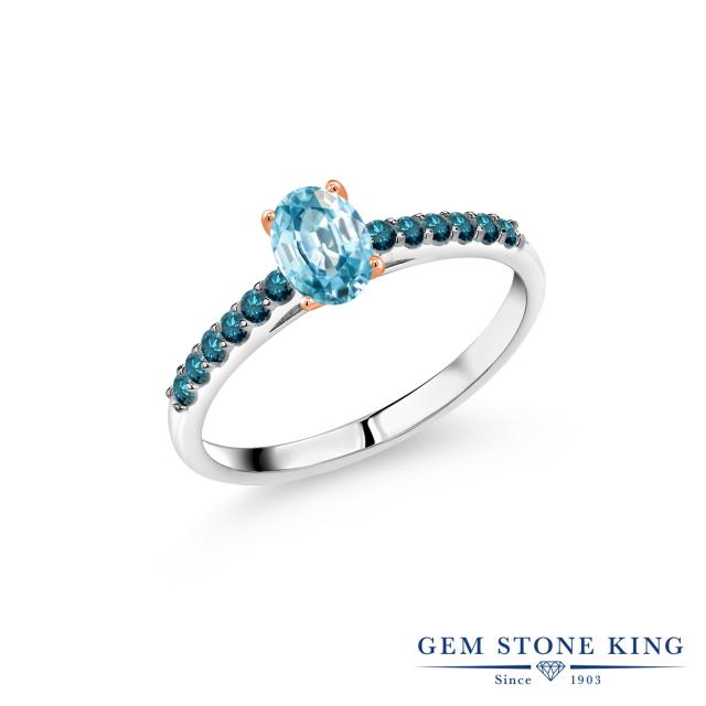 海外並行輸入正規品 プ 誕生石 12月 マルチストーン パヴェ オーバル ブルーダイヤモンド 天然 ブルージルコン 天然石 0 85カラット レディース リング 指輪 指輪 リング