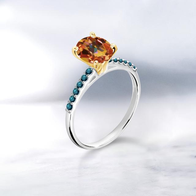定番超激得 指輪 ツートンゴールド(K10) オの通販はau PAY マーケット - Gem Stone King ジュエリー専門 リング レディース 1.2カラット 天然石 エクスタシーミスティックトパーズ 天然 ブルーダイヤモンド 10金 再入荷