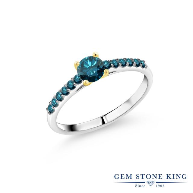 指輪 レディース リング 天然 ブルーダイヤモンド 10金とシルバー925 イエローゴールドシルバー925 天然石