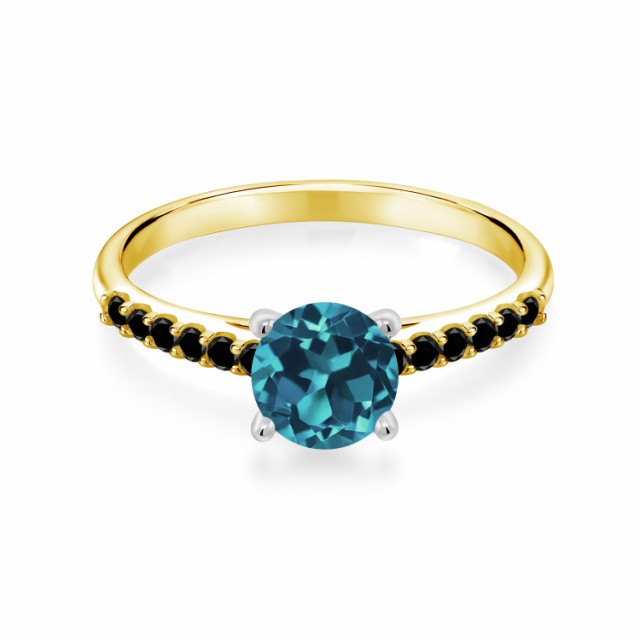 2022 指輪 一粒 パヴェ の通販はau PAY マーケット - Gem Stone King ジュエリー専門店 リング レディース 1.3カラット 天然 ロンドンブルートパーズ 天然ブラックダイヤモンド 10金 ツートンゴールド(K10) 高品質
