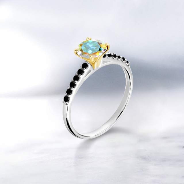 ・メンテナ 指輪 パヴェ 大粒 マの通販はau PAY マーケット - Gem Stone King ジュエリー専 リング レディース 1.2カラット 天然石 ミスティックトパーズ (マーキュリーミスト) 天然ブラックダイヤモンド 一粒 エンゲージ