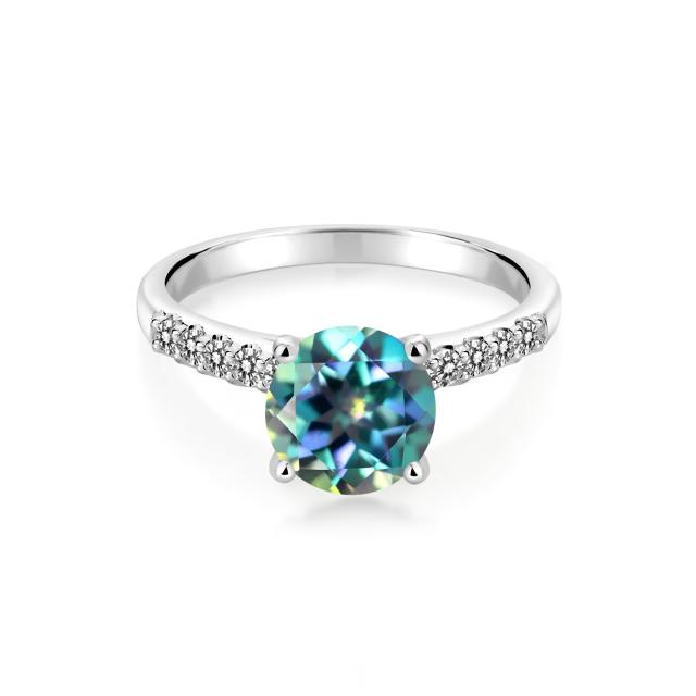 在庫人気 指輪 ホワイトゴールド(K10) 一粒 パの通販はau PAY マーケット - Gem Stone King ジュエリー専門店 リング レディース 2.33カラット 天然 ミスティックトパーズ (ミレニアムブルー) ダイヤモンド 10金 正規品人気