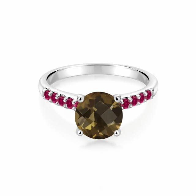 通販正規店 指輪 一粒 パヴェ 大粒 マの通販はau PAY マーケット - Gem Stone King ジュエリー専門店 リング レディース 2.3カラット 天然 スモーキークォーツ (ブラウン) 合成ルビー 10金 ホワイトゴールド(K10) 低価通販