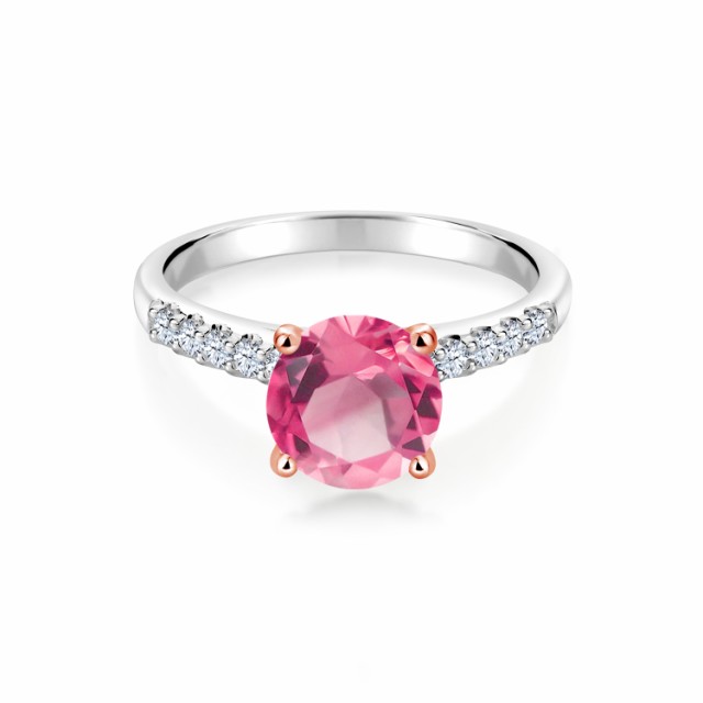 2023得価 指輪 ツートンゴールド(K10) 一粒 パの通販はau PAY マーケット - Gem Stone King ジュエリー専門店 リング レディース 2.4カラット 天然 ミスティックトパーズ (ピンク) 合成ホワイトサファイア 10金 通販超激得