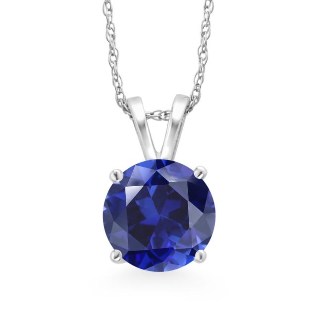 正規品国産 ネックレス プレゼント 女性 彼女 の通販はau PAY マーケット - Gem Stone King ジュエリー専門店 レディース 2.5カラット 合成サファイア ペンダント 14金 ホワイトゴールド(K14) 一粒 大粒 シンプル 高評価低価