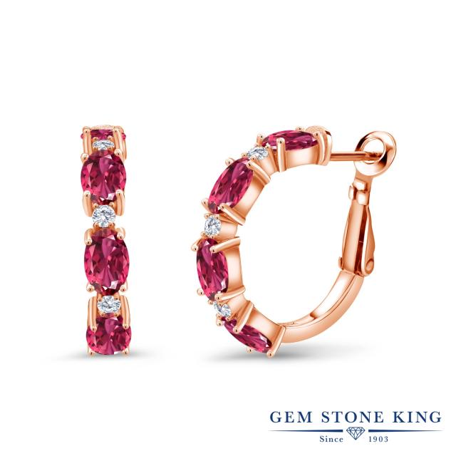 ファッションの 天然 4 03カラット レディース ピアス ピンクトルマリン フープ 小粒 ピンクゴールドコーティング シルバー925 ラボグロウンダイヤモンド ピアス Sutevalle Org