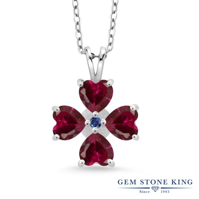 大特価 ネックレス レディース 3 カラット 合成ルビー ペンダント 合成サファイア シルバー925 ハート クローバー かわいい 金属アレルギー対 独創的 Viajesturisticosdelpacifico Com