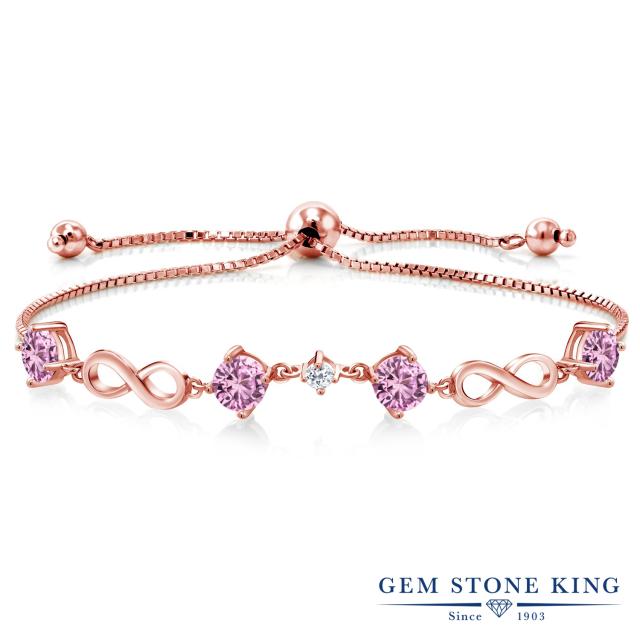 好評につき延長 シンセティック ピンクサファイア ブレスレット レディース ピンクゴールド 加工 9月 誕生石 インフィニティ スライド アジャスター 短納期 早者勝ち Sggroup Com Mx