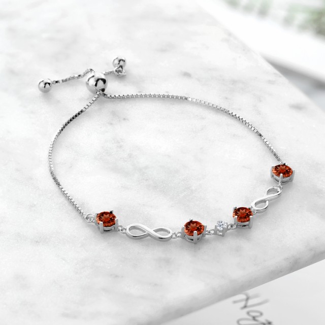 得価高品質ღ ブレスレット 大粒 スライド アジャの通販はau PAY マーケット - Gem Stone King ジュエリー専門 レディース 4.09カラット 天然 ガーネット トパーズ シルバー925 テニスブレスレット インフィニティ 定番低価