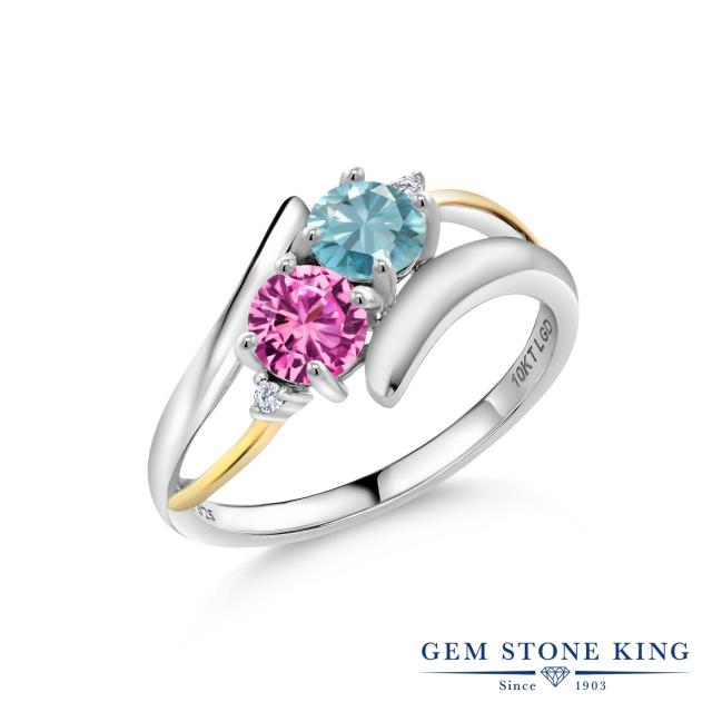 超目玉 指輪 リング レディース 1 42カラット 天然石 ブルージルコン 合成ピンクサファイア ラボグロウンダイヤモンド 2連 ダブルストーン 12月 送料無料 早い者勝ち Mawaredenergy Com