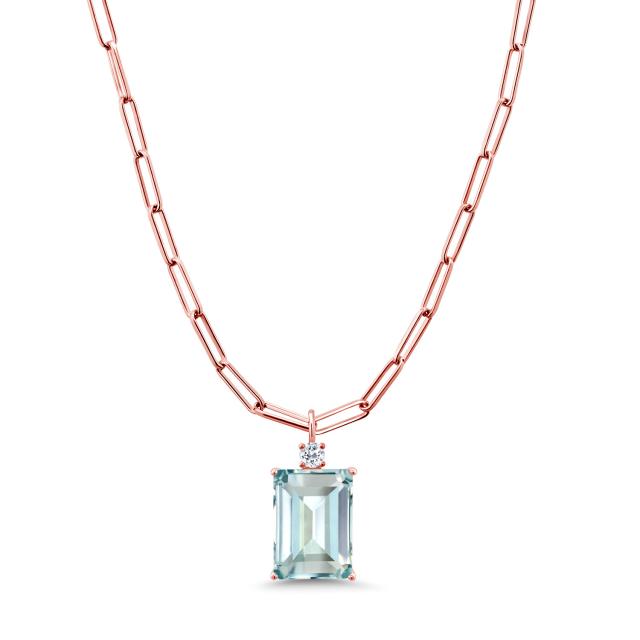 12月スーパーsale 15 Off アクアマリン シミュレイテッド ネックレス ブランド 大粒 四角い 加工 ピンクゴールド レディース ネックレス Backtohealthwoodbury Com