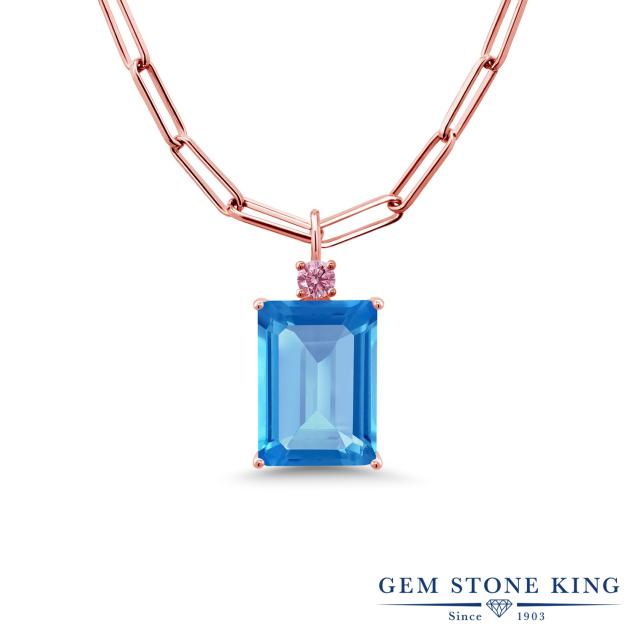 ネックレス レディース 16 25カラット 天然 スイスブルートパーズ ペンダント ピンクラボグロウンダイヤモンド シルバー925 ピンクゴール