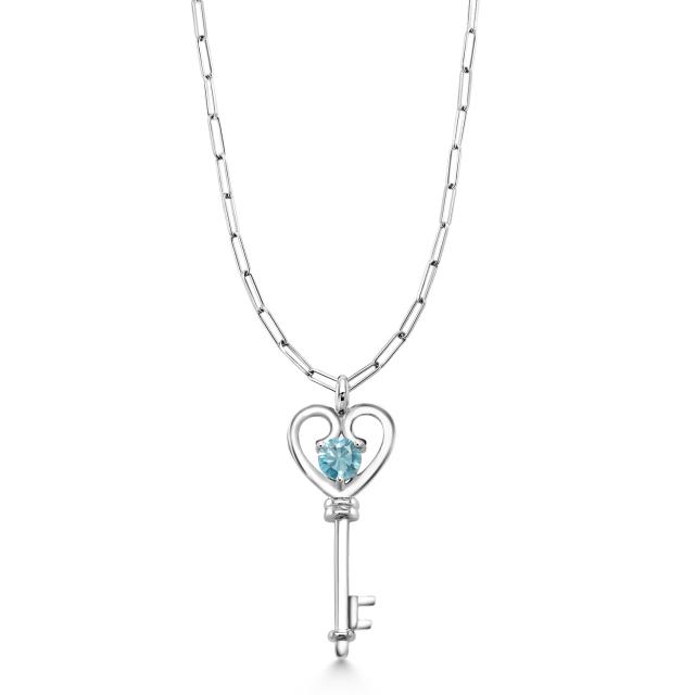 人気ブランド新作豊富 12月 天然石 レディース ネックレス ブルージルコン 天然 誕生石 ブランド 一粒 ハート 鍵 キー ネックレス Made2mentor Com