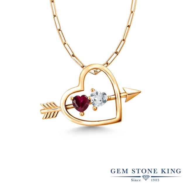 当日出荷 シンセティック ルビー ネックレス レディース イエローゴールド 加工 7月 誕生石 オープンハート アロー ブランド 注目ブランド