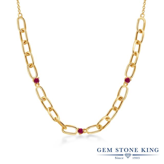 最安値に挑戦 合成 ルビー ネックレス レディース イエローゴールド 加工 7月 誕生石 クリップチェーン 小粒 華奢 細身 ブランド 現金特価 Wsenergy Com Br