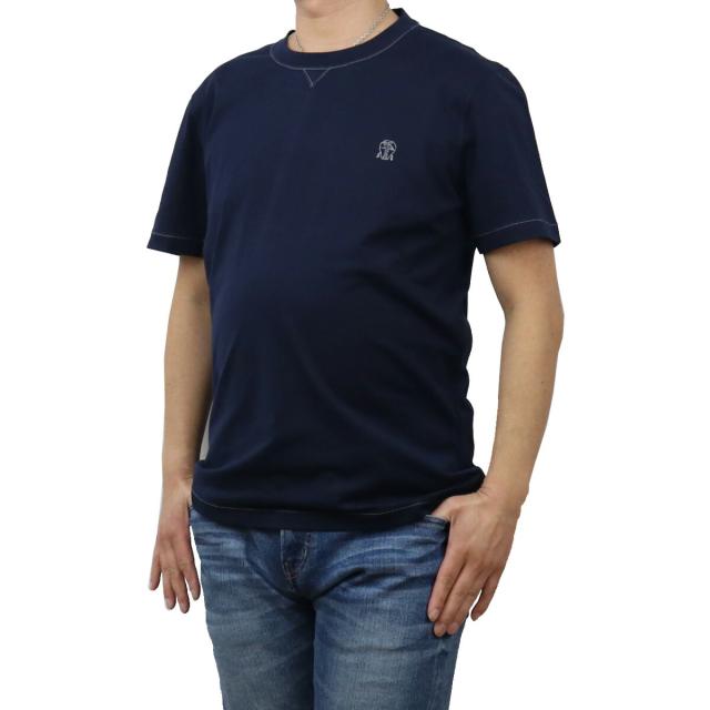 新品 ブルネロクチネリ Brunello Cucinelli メンズ Tシャツ M0tg Cv362 ネイビー系