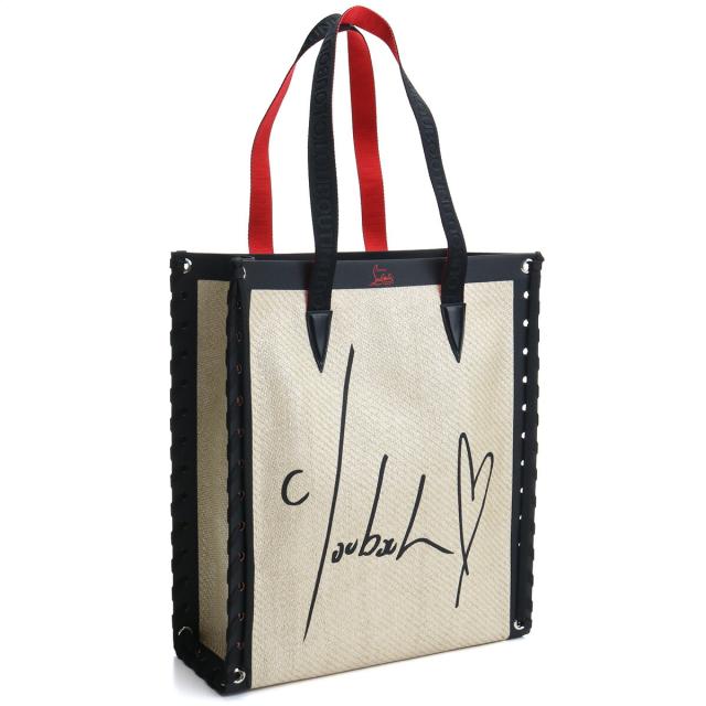 ついに再入荷 新品 クリスチャン ルブタン Christian Louboutin トートバッグ ブランドバッグ ブランドロゴ F474 Naturel Black ベージュ 正規品 Www Alfallaj Com Sa