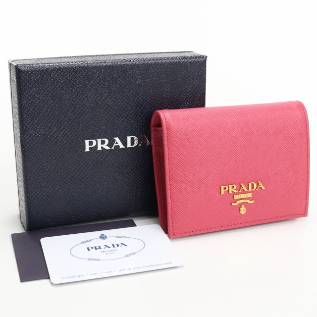 ☆送料無料☆ 極美品 PRADA コンパクトウォレット 1MV204 リボン 二