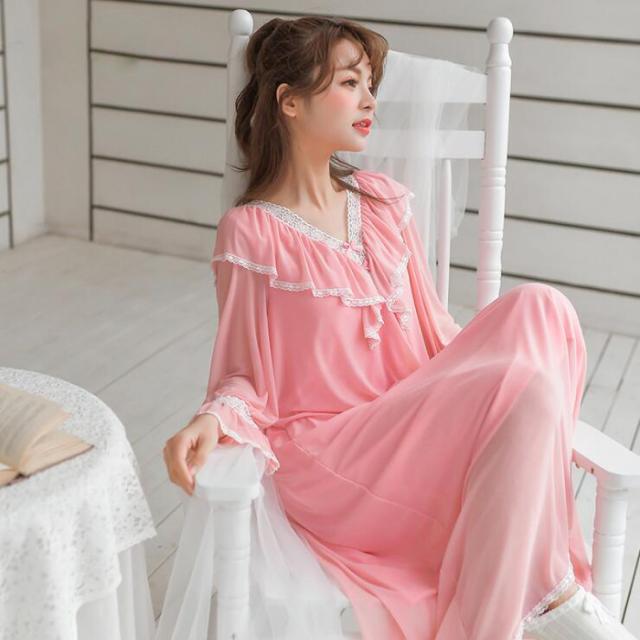 激安 高品質 春夏秋 韓国ファッション お姫様 レディース パジャマ ロング ワンピース 可愛い大人 女性 部屋着 長袖 ルームウェア寝間着の通販はau Wowma ワウマ ユニイ 商品ロットナンバー
